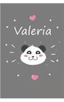 Valeria: A cute personalized panda notebook/ diary for girls and women, with 100 lined pages in 6x9 inch format. Personal Diary Personalized Journal Customiz