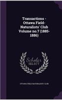 Transactions - Ottawa Field-Naturalists' Club Volume No.7 (1885-1886)