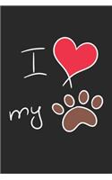 Eikland - Notes: Haustier I Love My Pet Liebe Herz Pfote englisch - Monatsplaner 15,24 x 22,86