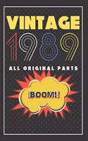 Vintage Journal: Birthday Gifts For Him. Blank Lined Paperback Journal. Retro Style Comics Present For Anyone Born On 1989 Year Old Men.