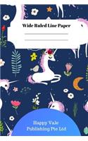 Cute Unicorn Theme Wide Ruled Line Paper