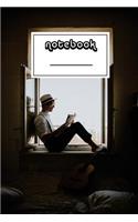 Notebook: Guitar Player in Window Notebook - Beautiful 100-Page College-Ruled Work Book to Write in - Stylish 6 X 9 Lined Journal (Music Notebooks)
