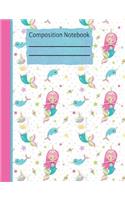 Mermaid Unicorn Composition Notebook - 4x4 Graph Paper
