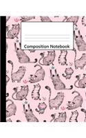 Composition Notebook: Cute Kitties Cats Light Pink Pattern Wide Ruled Blank Lined Composition Book Journal (7.5 X 9.25in) Cute Notebooks for Girls ? Back to School Notes 