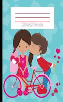 Composition Notebook: Be My Valentine Bicycle Kawaii Kids Red and Blue Hearts First Kiss Journal and Notebook