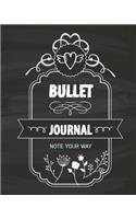 Bullet Journal Dot Grid, Daily Dated Notebook Diary, Classic Black Chalkboard Floral