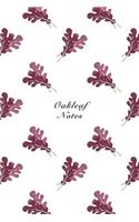 Oakleaf Notes: 6"x9" Notebook Watercolor Texture Design Vegetable Food Ingredient Pattern Cover. 108 Blank Lined Pages Matte Softcover Note Book Journal