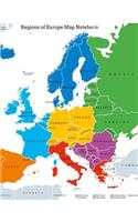 Regions of Europe Map Notebook: Wide Ruled Notebook, Full-Size at 8.5 X 11 Inches, with Conversion Charts on the Back Cover