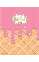 Notebook: Sweet Pink Ice Cream Cover: Notebook Lined: Notebook Journal, School Notes, Diary, 120 Lined pages, Size 8" x 10"