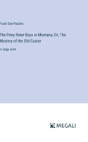 Pony Rider Boys in Montana; Or, The Mystery of the Old Custer