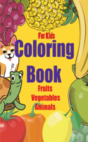 Coloring Book for kids fruits vegetables animals