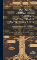 Inventaire Sommaire Des Archives Départementales Antérieures À 1790