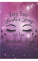 Keep Your Lashes Long and Your Standards High: Galaxy 6 x 9 110 Page Blank Lined Journal Diary Tracker for Black Gifted and Confident Girls & Women