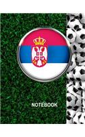 Notebook. Serbia Flag And Soccer Balls Cover. For Soccer Fans. Blank Lined Planner Journal Diary.