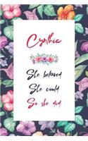 Cynthia Journal: Lined Journal / Notebook - Personalized Name Cynthia Gift - Cynthia's Personal Writing Journal - 120 Pages For Writing And Note Taking For Women