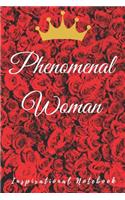 Inspirational Notebook: Phenomenal Woman, Motivational Journal with Cute Cover for Women and Girls, Beautiful Lined Composition Notebook with Quote(6 x 9 inches, 100 Pages,
