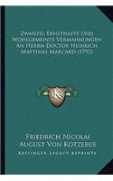 Zwanzig Ernsthafte Und Wohlgemeinte Vermahnungen An Herrn Doctor Heinrich Matthias Marcard (1792)