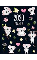 Koala Planer 2020: Tagesplaner 2020 Januar - December (12 Monate) - Ideal für die Schule, Studium und das Büro - Agenda Organizer mit Raum für Notizen