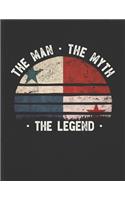 The Man The Myth The Legend: Panama Flag Sunset Personalized Gift Idea for Panamanian Coworker Friend or Boss Planner Daily Weekly Monthly Undated Calendar Organizer Journal