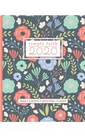 Simple Faith 2020: Weekly and Monthly Devotional Calendar Planner with Bible Verses - Pretty Floral