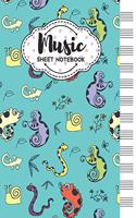 Music Sheet Notebook: Blank Staff Manuscript Paper with Unique Animals Design Themed Cover