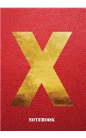 X Notebook: Letter 'x' Notebook, Composition, Exercise or Log or Study Book - Red Cover