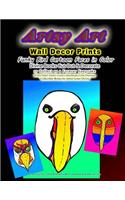 Artsy Art Wall Decor Prints Funky Bird Cartoon Faces in Color Divine Books Cut Out & Decorate or Collect as a Forever Keepsake 20 One Sided Artistic Creative Handmade Color Drawings Collectible Books by Artist Grace Divine