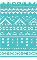 Aztec Design Notebook: Bright Turquoise: Notebook 6 X 9: Notebook 250 Pages