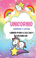 Libro de trazado y coloreado de números y letras de unicornio