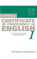 Cambridge Certificate of Proficiency in English 1 Student's Book: Examination Papers from the University of Cambridge Local Examinations Syndicate