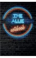 The ALLIE Notebook: Vintage Blank Ruled Personalized & Custom Neon Sign Name Dotted Notebook Journal for Girls & Women. Wall Background. Funny Desk Accessories. Retro B