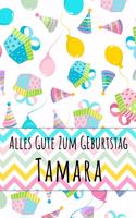 Alles Gute zum Geburtstag Tamara: Kariertes Notizbuch mit 5x5 Karomuster für deinen personalisierten Vornamen