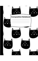 Composition Notebook: 8.5 x 11, 100 pages: Cute Black and White Kawaii Kitty Cat Wide Ruled Lined Journal: School Notebooks