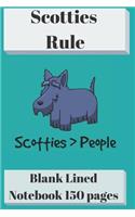 Scotties Rule Blank Lined Notebook 6 X 9 150 Pages: Classic Soft Cover Diary Log Book Ruled for Writing Sketching Planning Documenting (Cqs.0074)