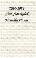 2020-2024 Five Year Ruled Monthly Planner: 5x8 Inches Wallet Size 60 Months Planner and Calendar, Monthly Calendar Planner, Agenda Planner and Schedule Organizer, Journal Planner - Art-Deco W