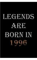 Legends Are Born In 1996 Notebook: Lined Notebook/Journal Gift 120 Pages, 6x9 Soft Cover, Matte Finish