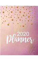 2020 Planner: Pretty Pink Stars Custom Design 2020 Planner Dated Journal Notebook Organizer Gift - Daily Weekly Monthly Annual Activities Calendars Notes To Do Li