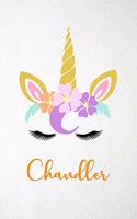 Chandler A5 Lined Notebook 110 Pages: Funny Blank Journal For Lovely Magical Unicorn Face Dream Family First Name Middle Last Surname. Unique Student Teacher Scrapbook/ Composition Great