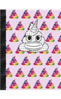 Composition Book 4x4 Quad Graph Paper: Purple Rainbow Unicorn Poop Emoji, 150 Pages or 75 Sheets, 1/4 Inch Squares, Softcover