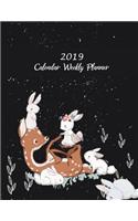 2019 Calendar Weekly Planner: Animals Rabbit Lover, Weekly Calendar Book 2019, Weekly/Monthly/Yearly Calendar Journal, Large 8.5" x 11" 365 Daily journal Planner, 12 Months Calen