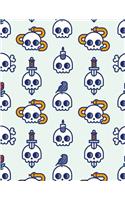 Skull Notebook: Cute Skeleton Journal Book Ruled Lined Page Writing Kid Teen Girl Boy Women Men Funny Black Diary Record Planner Note Pad Kawaii Snake Bird Composit(12 Skull Notebook)