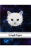 Graph Paper White Kitty in Galaxy