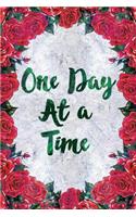 One Day at a Time: Cute Flowers Red Wide-Ruled Notebook
