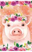 Journal Notebook For Animal Lovers Pink Pig In Flowers: 162 Lined and Numbered Pages With Index Blank Journal For Journaling, Writing, Planning and Doodling.(27 Series: Journal Notebook Lined 2)