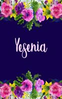 Yesenia: Personalized Name Pink Floral Design Matte Soft Cover Notebook Journal to Write In. 120 Blank Lined Pages