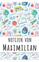 Notizen von Maximilian: Liniertes Notizbuch für deinen personalisierten Vornamen