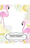 Primary Composition Notebook: Primary Composition Notebook Story Paper - 8.5x11 - Grades K-2: Pink flamingo School Specialty Handwriting Paper Dotted Middle Line (Kindergarten Co(1 Pink Flamingo Serise)