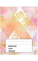 Composition Notebook: Flamingo Themed Journal (Large 8.5x11 Inch 21.59x27.94 cm) Wide Ruled Lined Paper 120 Blank Pages (PINK&WHITE&ORANGE Design)