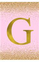 G: Letter G Monogram Bullet Journal - Pretty Pink & Gold Confetti Glitter Monogrammed Dotted Bujo Note Book with Initial for Creative Journaling - Pers