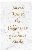 Never Forget the Difference You Have Made: Terrazzo Stone Slogan Homework Book, Writing Pad, Notepad, Idea Notebook, Composition Jotter, Journal Diary, Planner